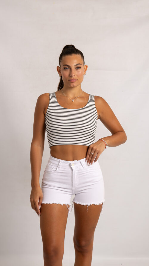 Art. Sh-26 | Short Blanco Clasico Desflecado Elastizado