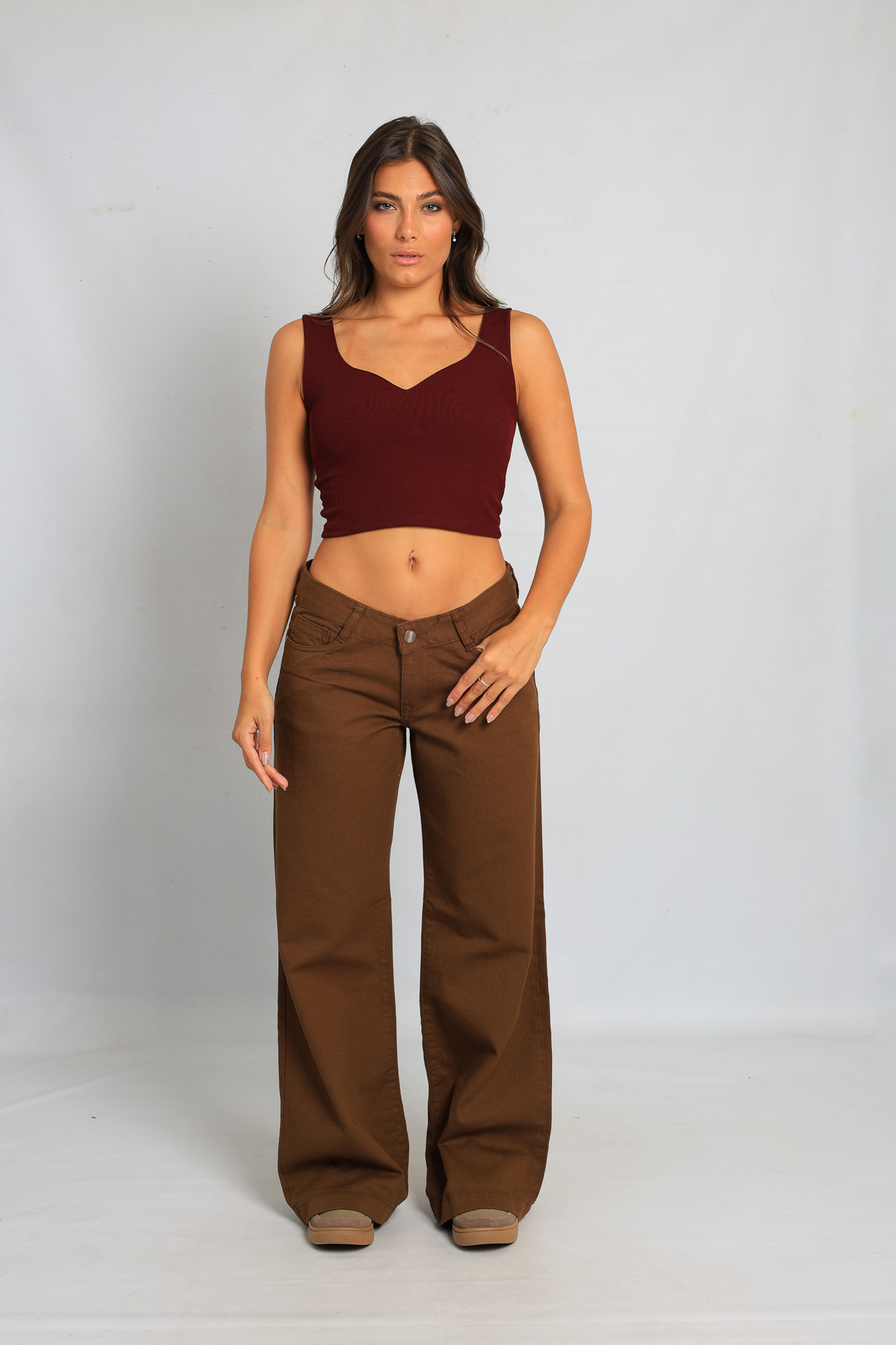 Art. 748 | Wide Leg Marron Tiro Bajo