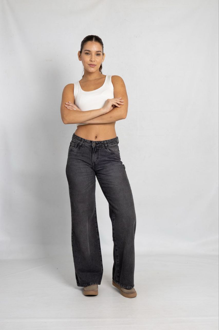 Art. 753 | Wide Leg Gris Tiro Medio