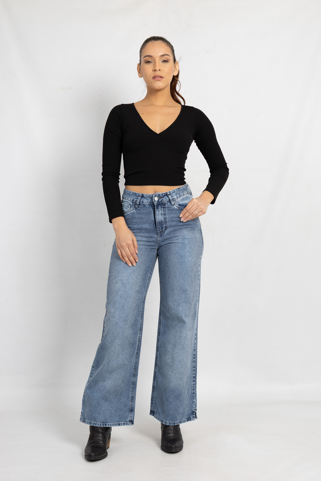 Art. 799 | Wide Leg Mary Nevado Hilo Gris