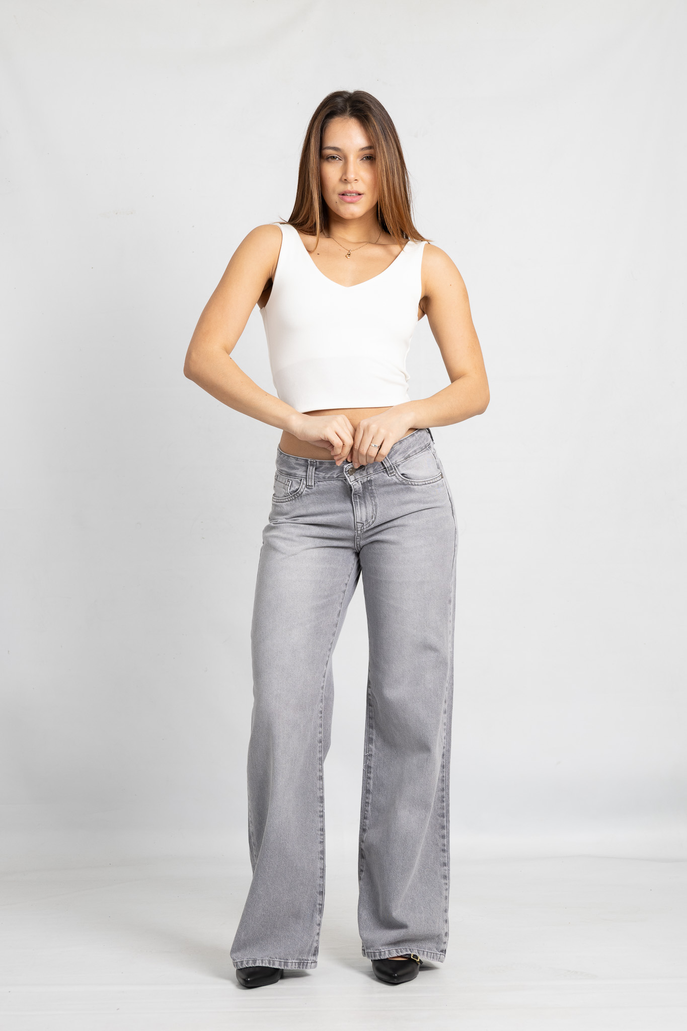 Art. 832 | Wide Leg Grey Tiro Medio