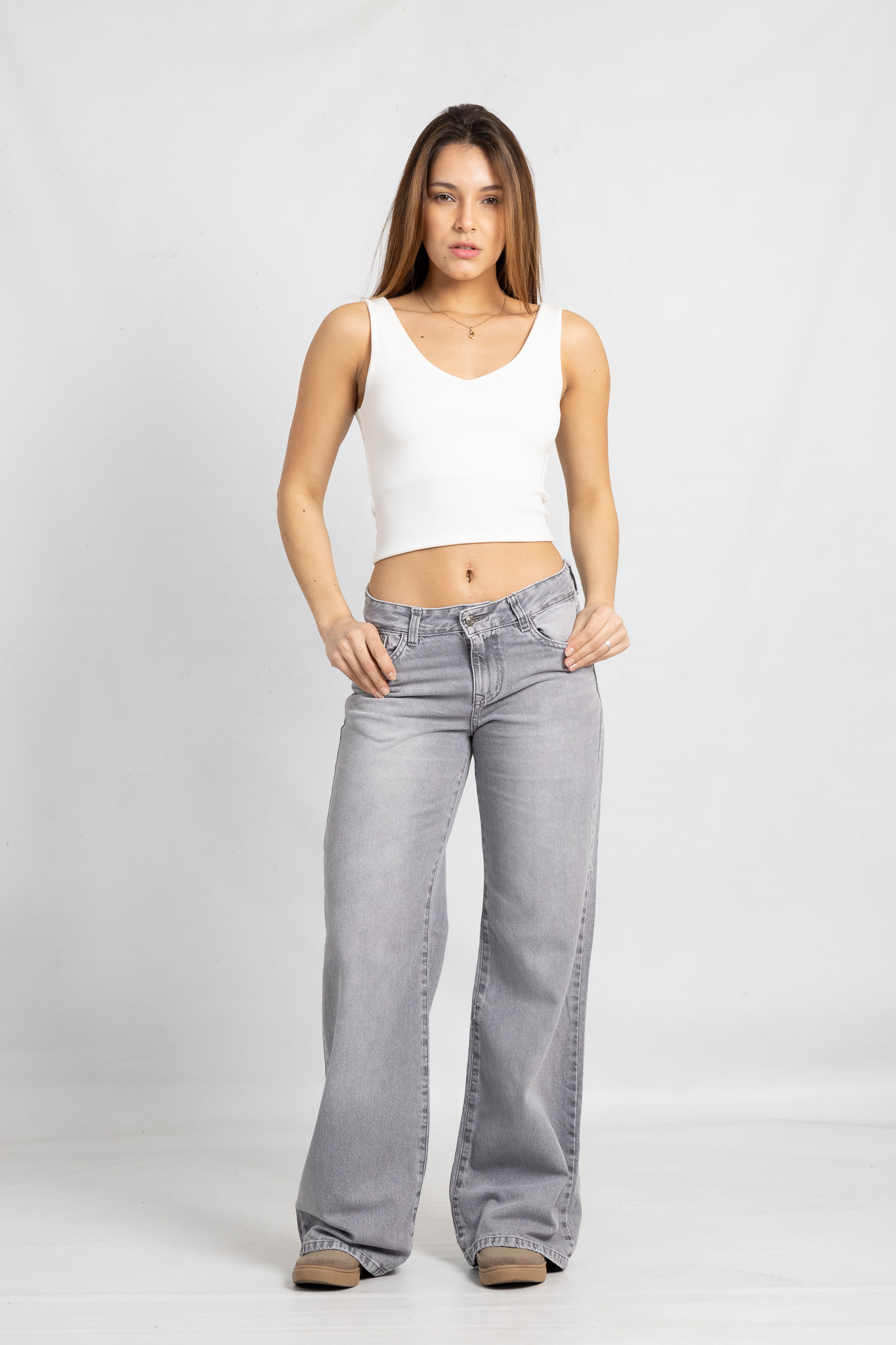 Art. 832 | Wide Leg Grey Tiro Medio
