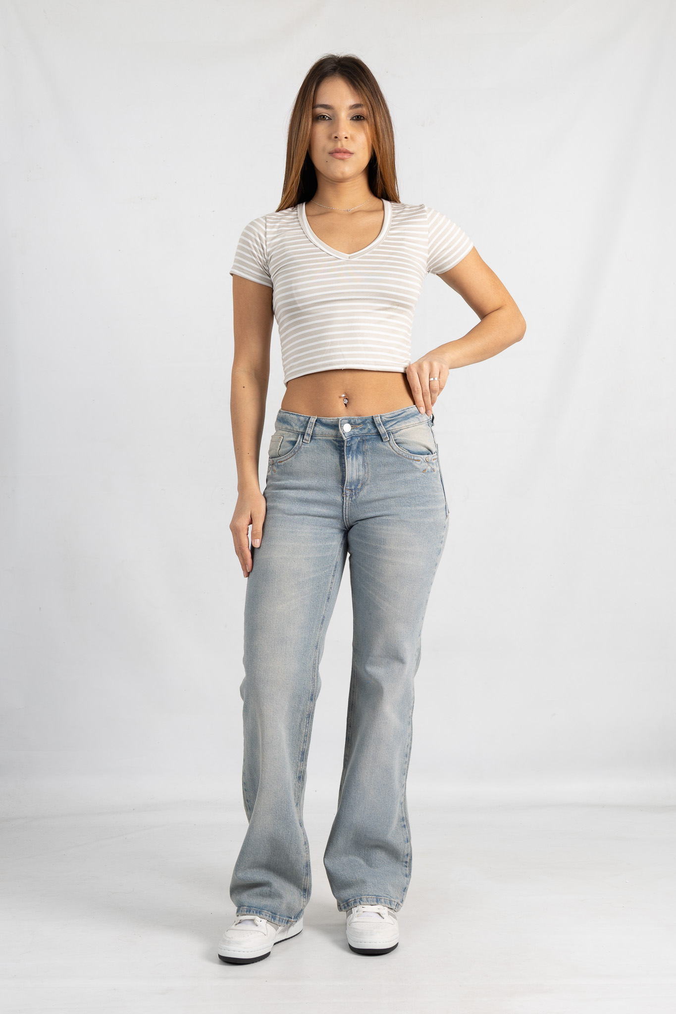 Art. 858 | Wide Leg Matizado Elastizado B/Gris