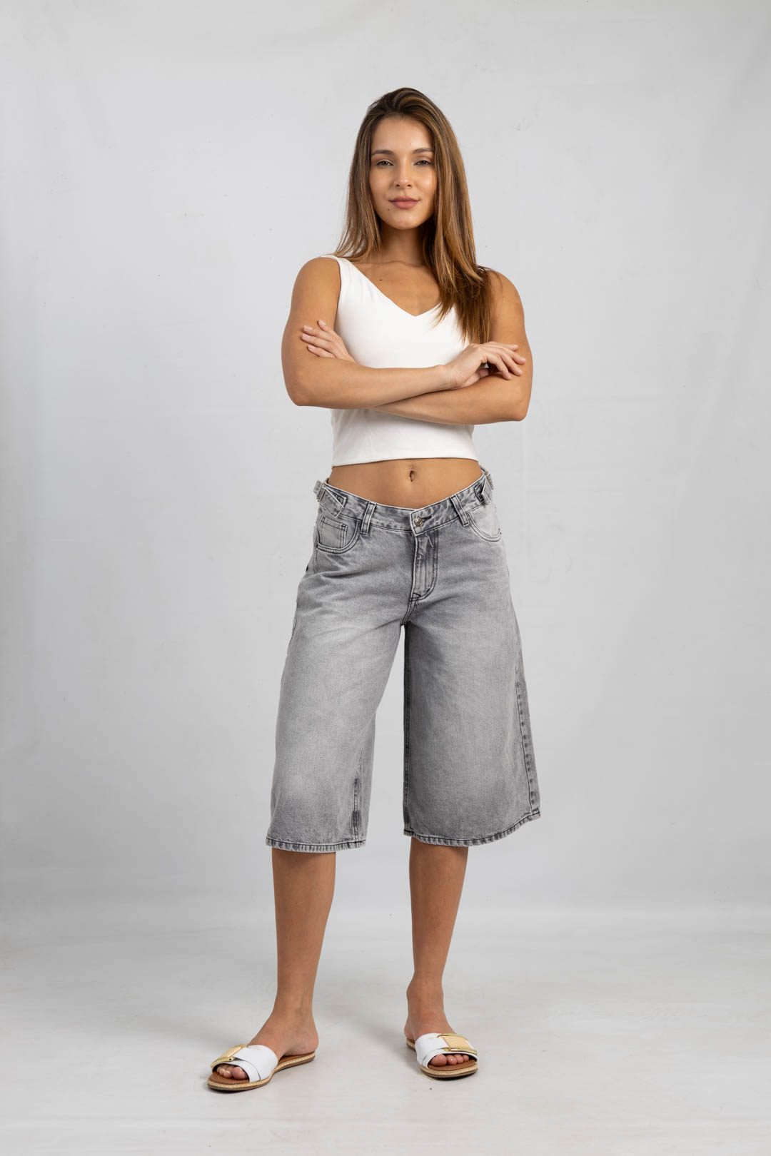 Sh-192 | Baggy Bermuda Gris Claro