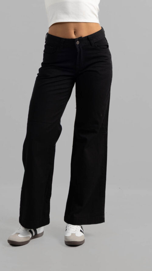Art. 899 | Wide Leg Negro Tiro Medio Ruedo Ancho