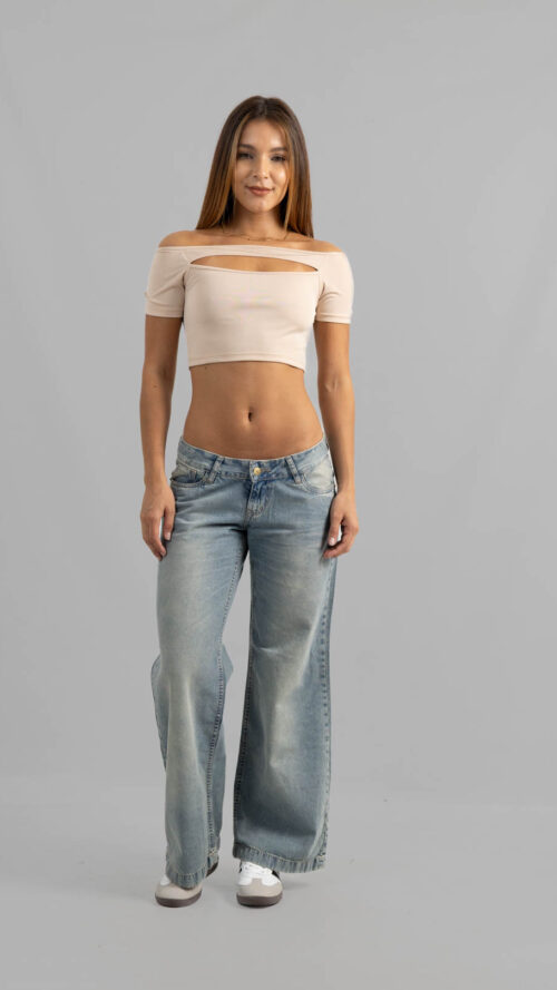 Art. 893 | Wide Leg Matizado Oscuro Tapa Trasera H/Beige