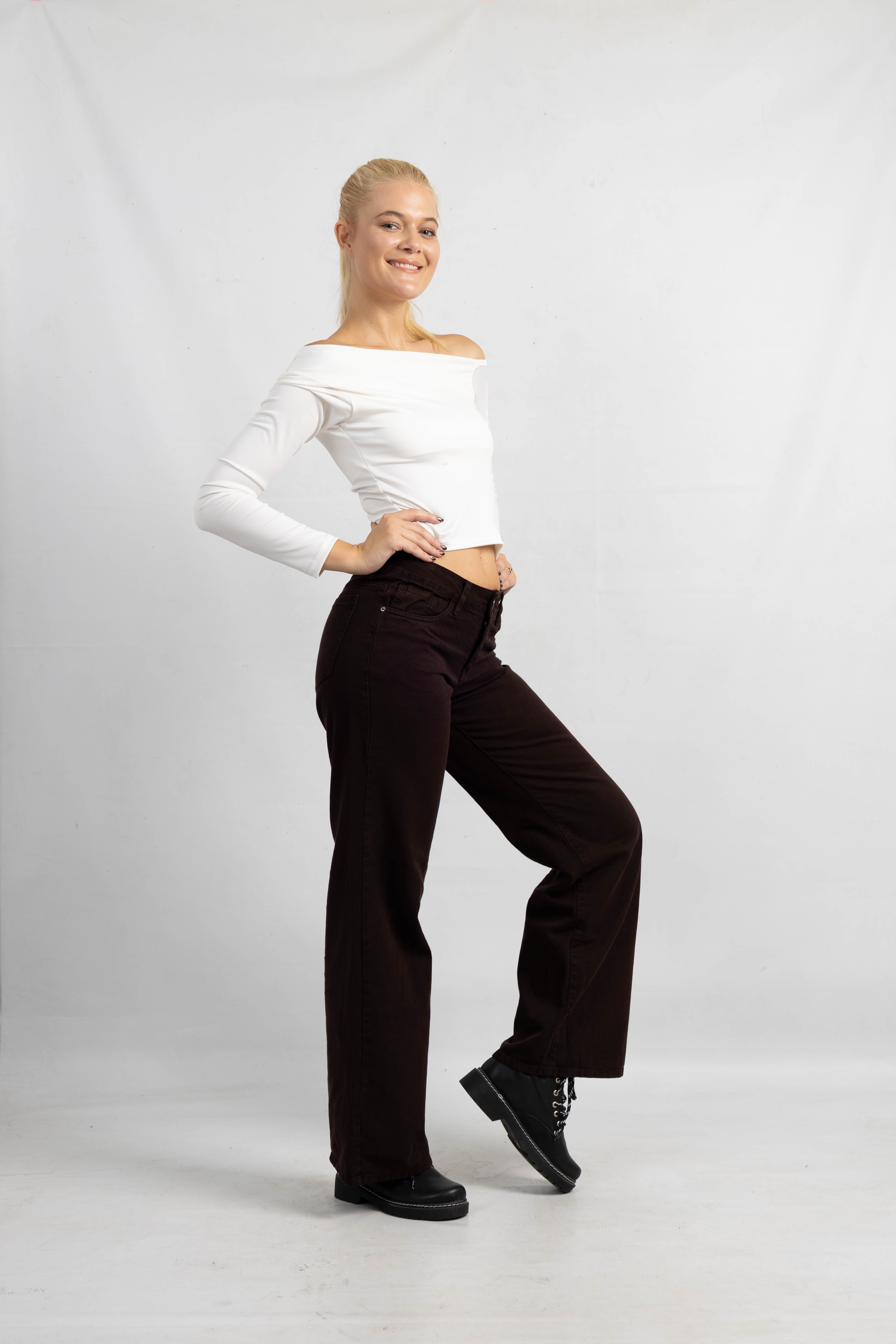 Art. 929 | Wide Leg Chocolate Tiro Medio