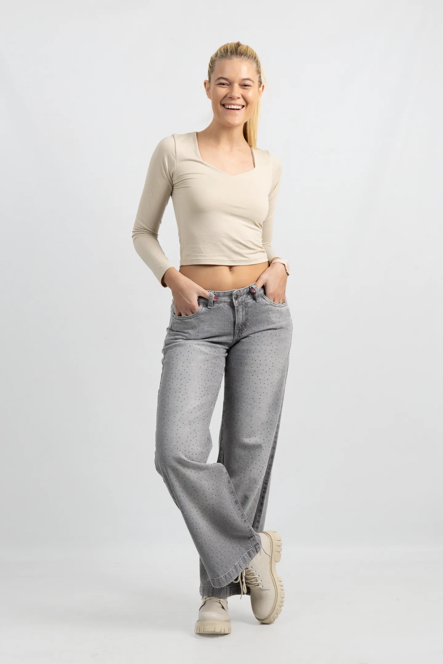 Art. 951 | Wide Leg Grey con Brillo TB
