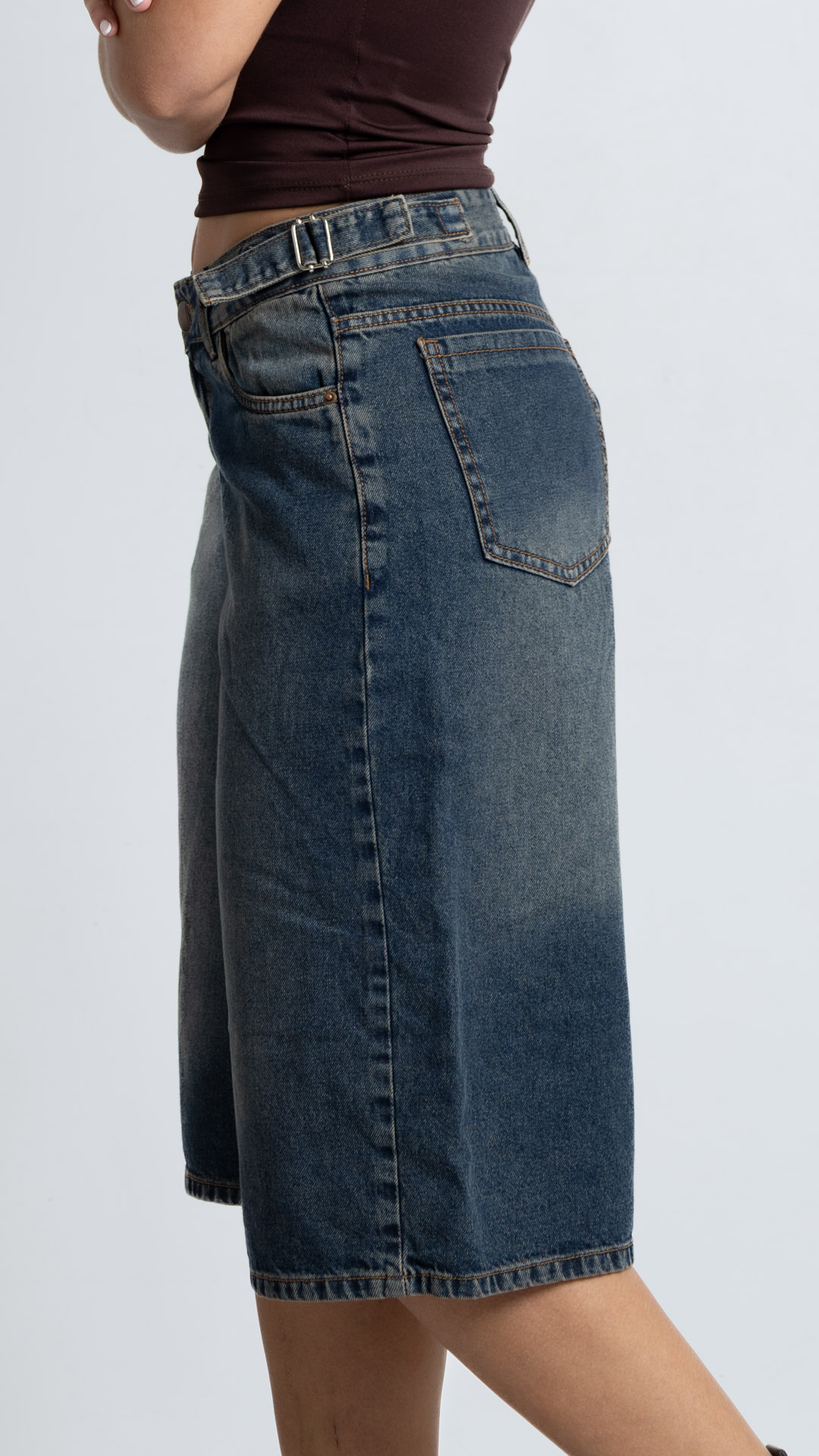 Sh-207 | Baggy Bermuda Oxido H/M Con Hebilla TM